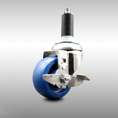 Service Caster 3.5 Inch 316SS Solid Polyurethane Swivel 1-1/8 Inch Expanding Stem Caster Brake SCC-SS316EX20S3514-SPUS-TLB-118